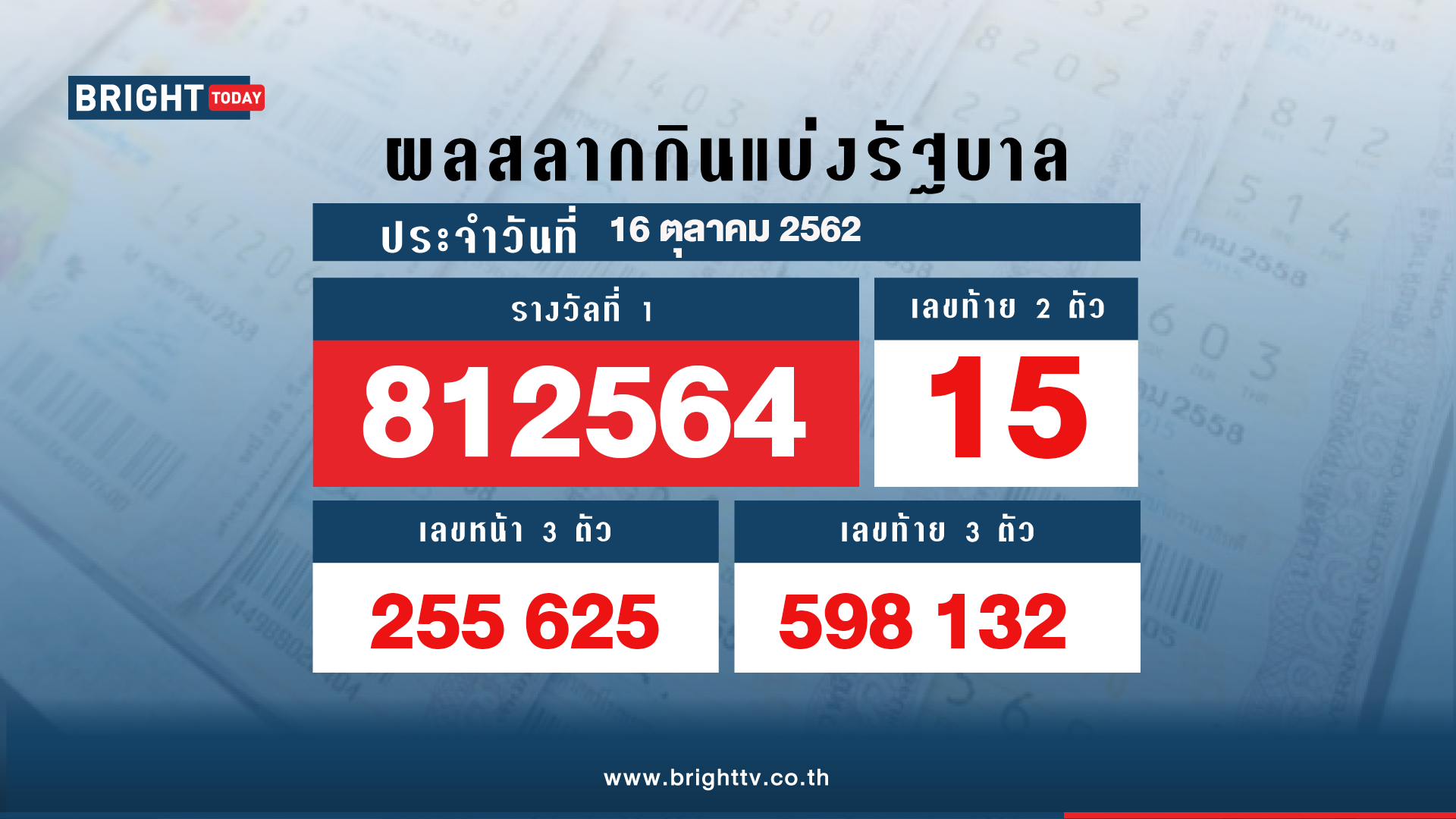 ตรวจ หวย 16 มกราคม 2562