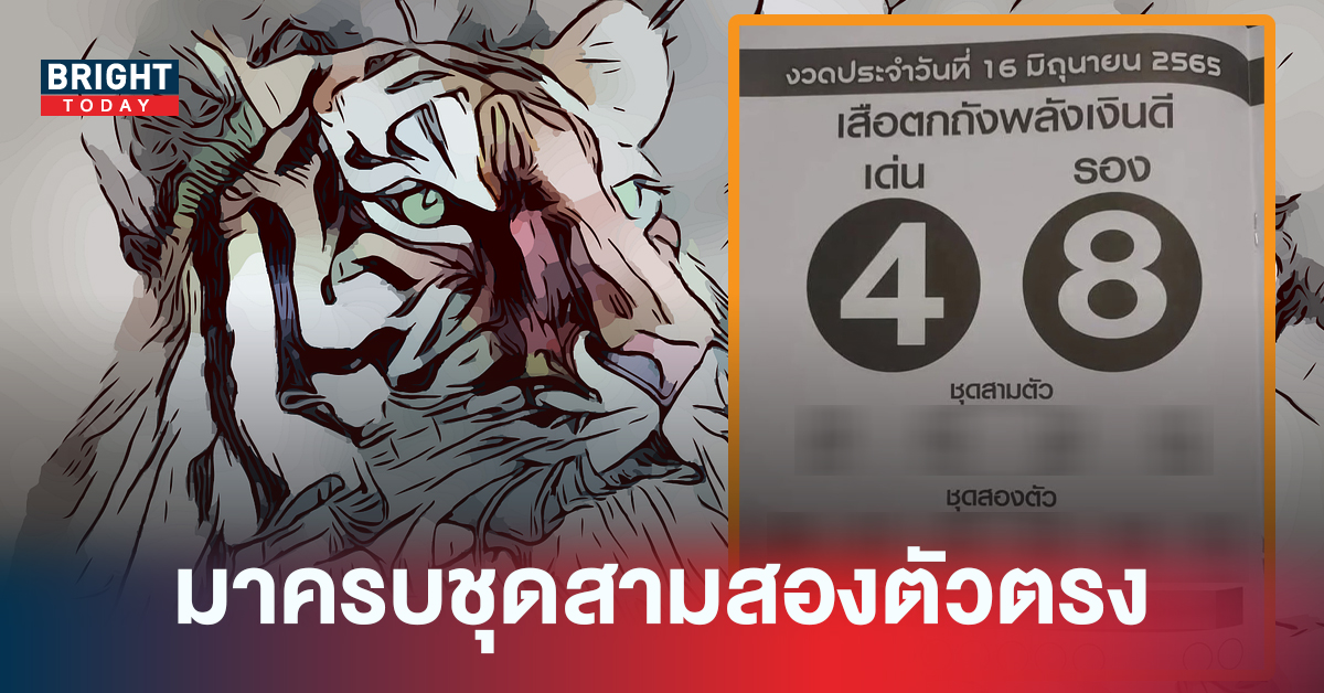 ตามกันต่องวดนี้! เลขเด็ดงวดนี้ เสือตกถังพลังเงินดี 16/06/65 แนะเลขเด่น 4 – 8