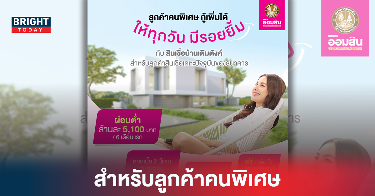 เพื่อคนพิเศษ! สินเชื่อบ้านเติมตังค์ กู้เพิ่มได้ วงเงินสูงสุด10ล้าน ผ่านต่ำ ผ่อนนาน