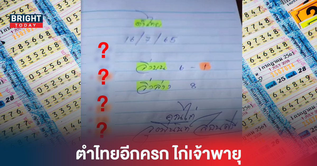 “หวยรัฐบาล” ตำไทยอีกครก งวด16 7 65 ไก่เจ้าพายุ วิ่งบน6-1 วิ่งล่าง8