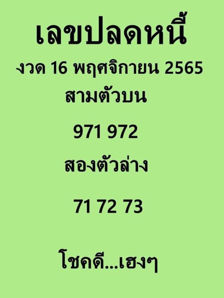 หวยดัง-เลขปลดหนี้-เลขเด็ดงวดนี้-16-11-65