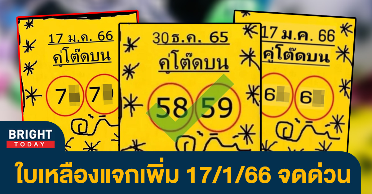 หวยงวดนี้-เลขเด็ด-หวยใบเหลือง-คู่โต๊ดบน-17-1-66-1