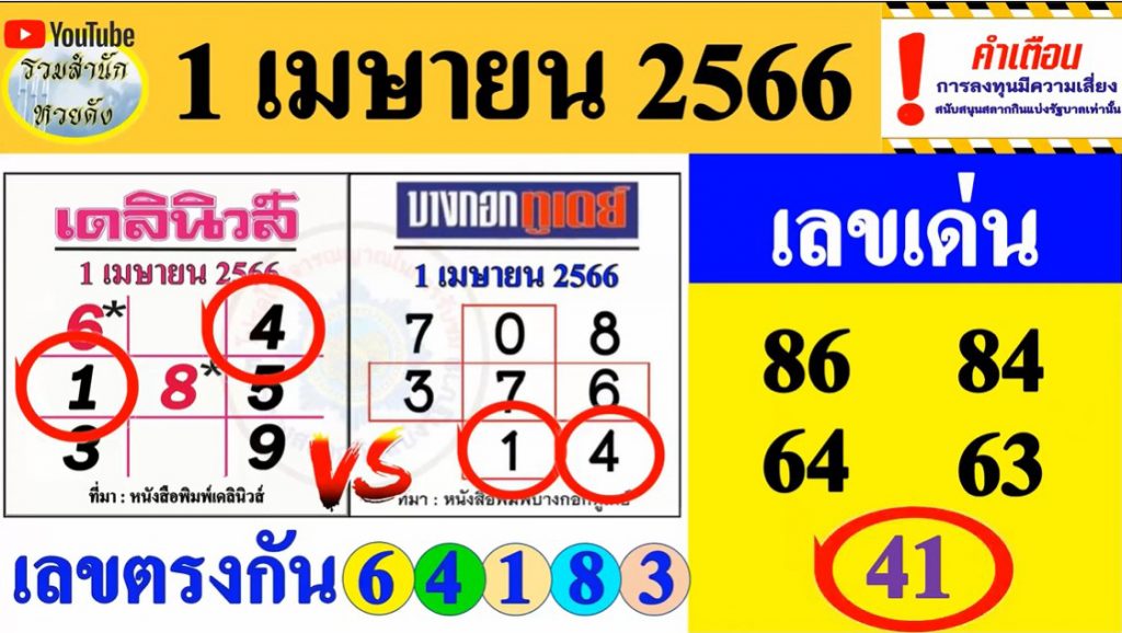 หวยเดลินิวส์-หวยบางกอกทูเดย์-1-4-66