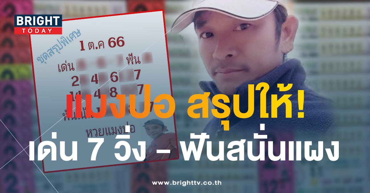 หวยแมงปอ แจกชุดสรุปพิเศษ แนวทางรวย เลขเด็ดงวดนี้ 1 10 66