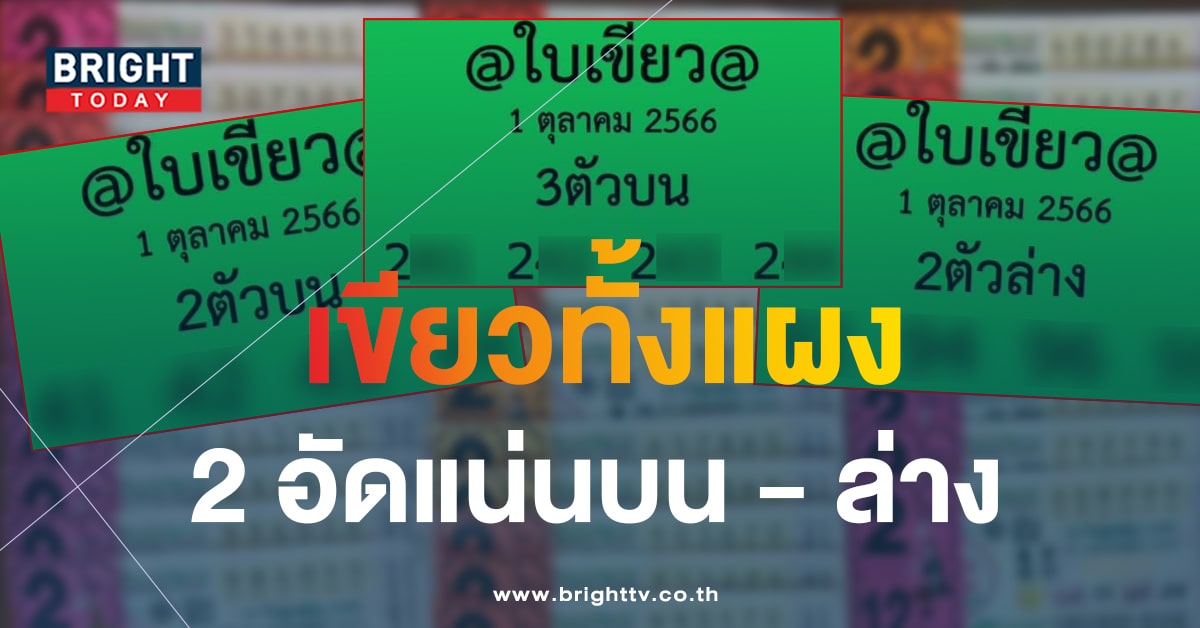 แจกชุดใหญ่แนวทางรวย 3ใบรวด หวยใบเขียว เลขเด็ดงวดนี้ 1 ต.ค.66