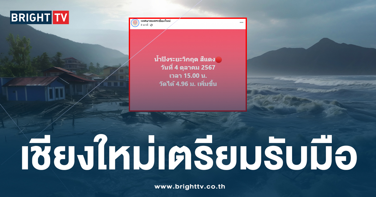 จับตา! ระดับน้ำ จ.เชียงใหม่ บริเวณ P.1 และ P.67 อยู่ขั้นวิกฤต สีแดง